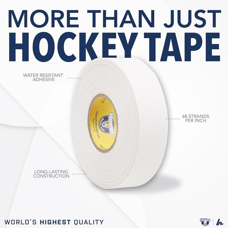Howies White Hockey Tape | 1.5" Thick Tape for Hockey, Lacrosse, Sports| Multiple Pack Sizes | Strong Grip, Durable, Long-Lasting | Made in USA - Image 2